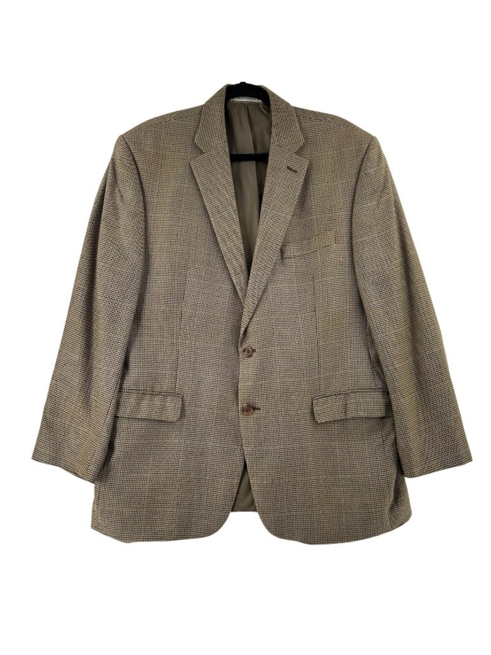 Lauren Ralph Lauren Mens 42R Blazer Brown Micro Houndstooth Sport Coat Wool Silk